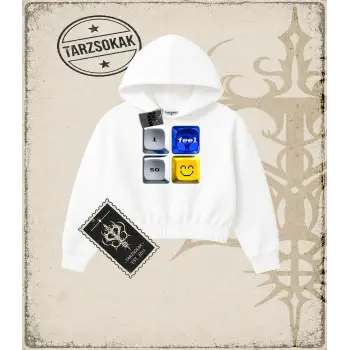 KEYBOARD Kadın Crop Kapşonlu Sweatshirt