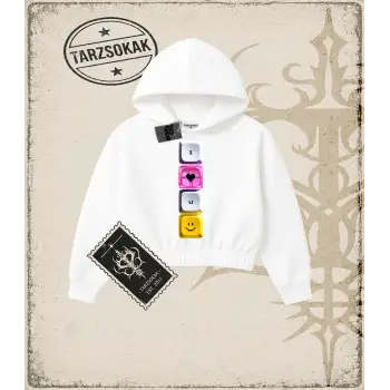 KEYCAP   Kadın Crop Kapşonlu Sweatshirt