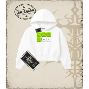 KEYCAP   Kadın Crop Kapşonlu Sweatshirt