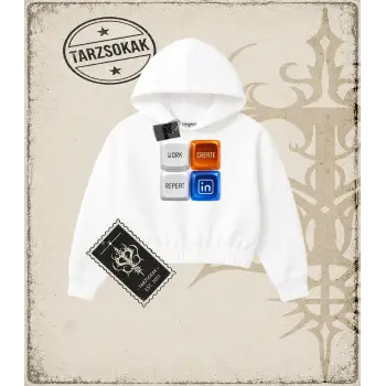 KEYCAP   Kadın Crop Kapşonlu Sweatshirt