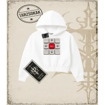 KEYCAP   Kadın Crop Kapşonlu Sweatshirt