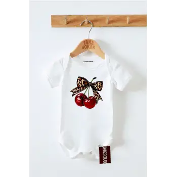 Kısa Kol Body Cherry Fiyonk Desenli KODZıbın13
