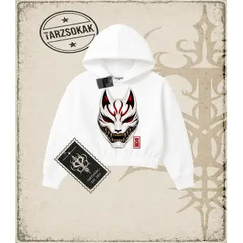 KITSUNE Kadın Crop Kapşonlu Sweatshirt