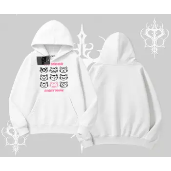 Kitti Sweet Mini Logo Baskılı Kapşonlu Crop Sweatshirt