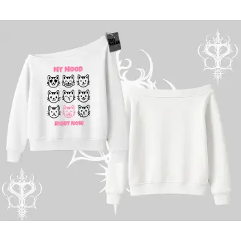 Kitti Sweet Mini Logo Baskılı Kayık Yaka Tshirt