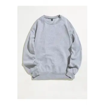 KOD ADR-SHEN EZwear Solid Round Neck Sweatshirt Gri