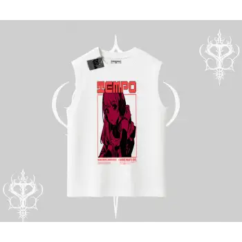Kolsuz Tshirt Anime Waifu Kırmızı Grafik Desenli