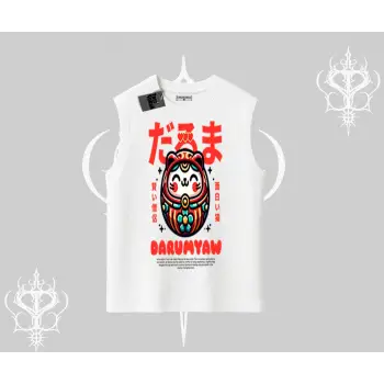 Kolsuz Tshirt Daruma Kedi Anime Baskılı