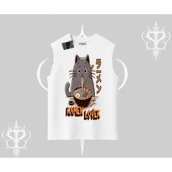 Kolsuz Tshirt Ramen Lover Kedi Anime Baskılı