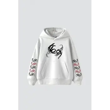 Korn Baskılı Oversize Unisex Beyaz