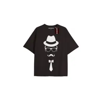 KRAVAT Unisex Oversize Yazılı Tshirt SİYAH