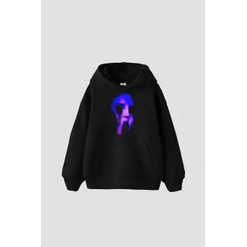 Lana Baskılı Oversize Unisex Siyah