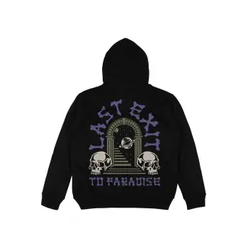Last Exit Siyah Oversize Unisex Kapüşonlu Sweatshirt Hoodie