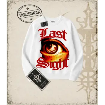 LAST SIGHT Oversize Unisex Bisiklet Yaka Sweatshirt