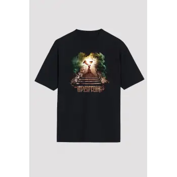 Led Zeppelin Siyah Unisex Oversize Tişört T-shirt