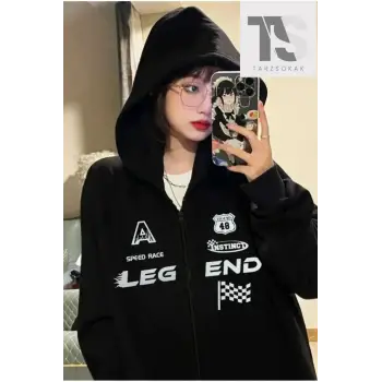 Leg End Race Sweatshirt Fermuarlı Hırka