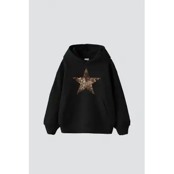 Leopar Starz Baskılı Oversize Unisex Premium Siyah