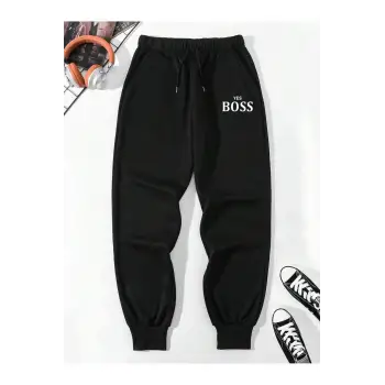 Letter Graphic Drawstring Waist Pants