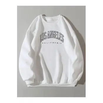 Letter Graphic Drop Shoulder Lined Sweatshirt MAVİRENK