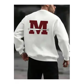 Letter Graphic Drop Shoulder Sweatshirt Beyaz