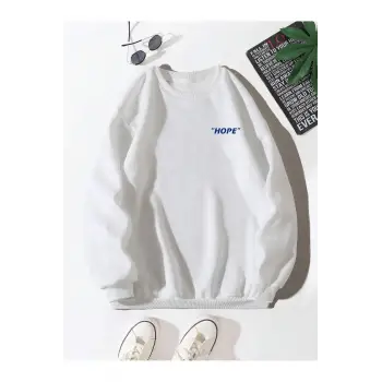Letter Graphic Sweatshirt Beyaz