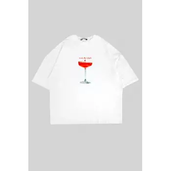 Lick My Chili Baskılı Beyaz Oversize Unisex