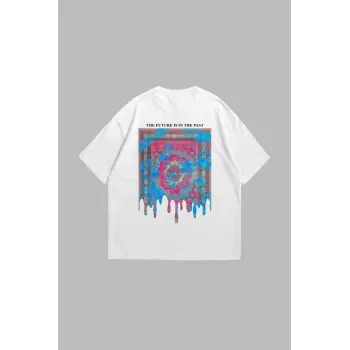 Liquid Rug Baskılı Oversize Unisex Beyaz