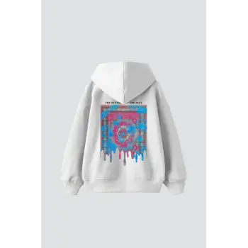 Liquid Rug Baskılı Oversize Unisex Beyaz