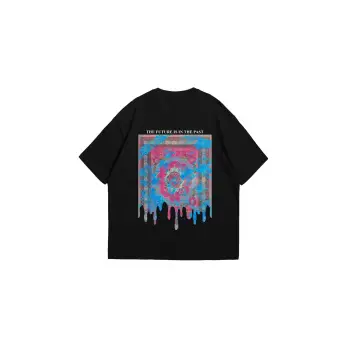Liquid Rug Baskılı Oversize Unisex Siyah