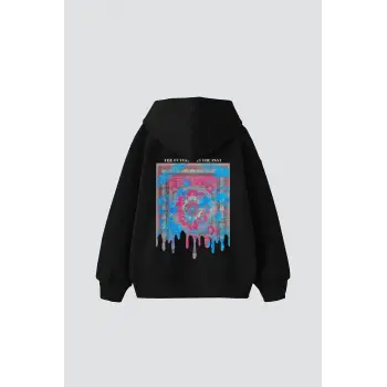 Liquid Rug Baskılı Oversize Unisex Siyah
