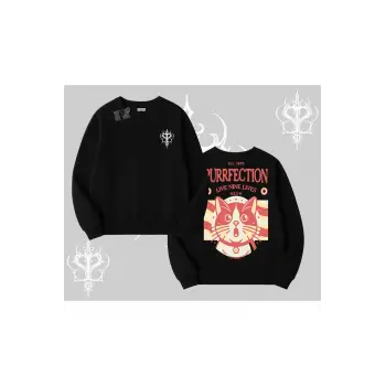 Live Nine Lives Kedi Tasarımlı Biskilet Sweatshirt