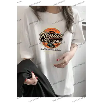 Logo Baskılı Beyaz Tişört