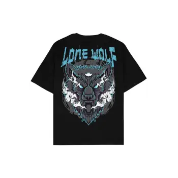 Lone Wolf Siyah Oversize Unisex T-shirt
