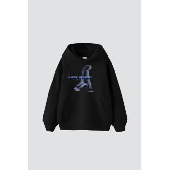 Lost Souls Baskılı Oversize Unisex Premium Siyah