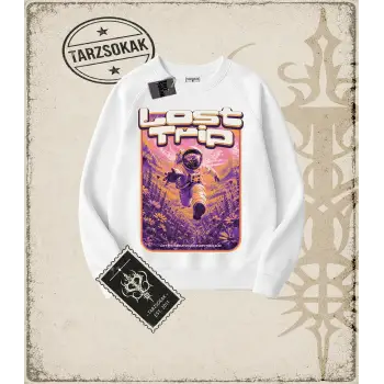 LOST TRIP Oversize Unisex Bisiklet Yaka Sweatshirt