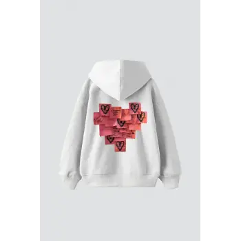 Love Baskılı Oversize Unisex Beyaz