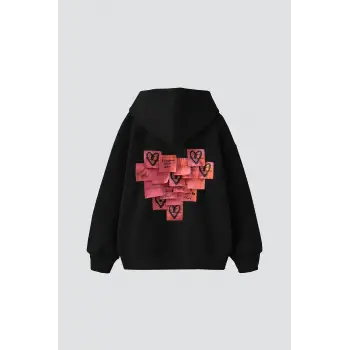 Love Baskılı Oversize Unisex Siyah