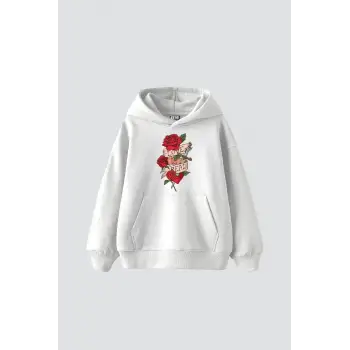Love İs Real Baskılı Oversize Unisex Beyaz