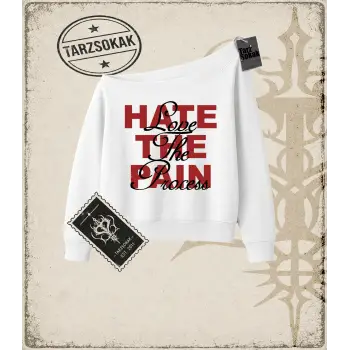 LOVE THE PROCESS Kadın Kayık Yaka Sweatshirt