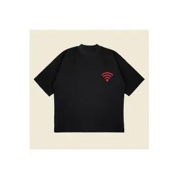 Love Wifi Baskılı Oversize Unisex Pamuklu Nefes Alan Kalın Kumaşlı