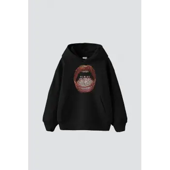Love Your Self Baskılı Oversize Unisex Siyah