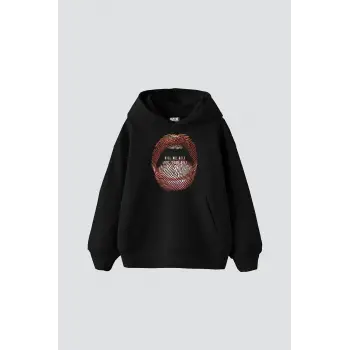 Love Your Self Baskılı Oversize Unisex Siyah
