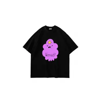 Lumpy Space Princess Baskılı Oversize Unisex Siyah