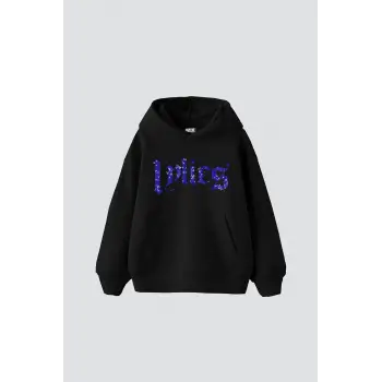 Lylies Baskılı Oversize Unisex Siyah