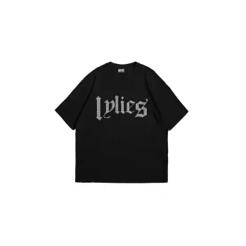 Lyrics Taş Baskılı Oversize Unisex Siyah