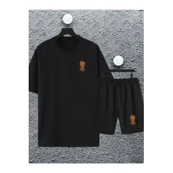 macklin Unisex Kadın Erkek Marvel Groot Baskılı Oversize Tshirt Ve Şort Eşofman Takımı mackli