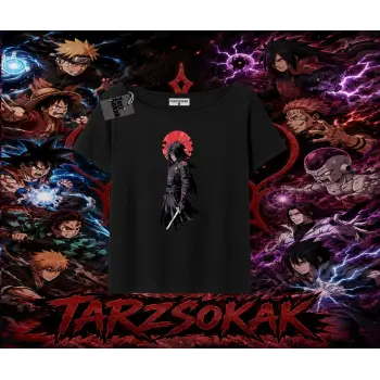 Madara Uchiha Naruto Anime Karakteri Kadın Kayık Yaka Tişört Beyaz