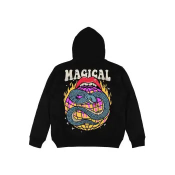 Magical Siyah Oversize Unisex Kapüşonlu Sweatshirt Hoodie