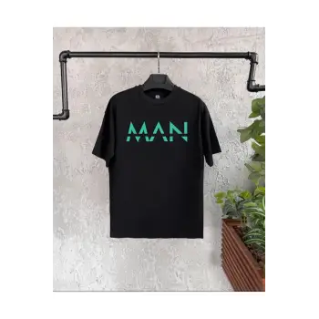 Man Baskılı Siyah Baskılı Erkek