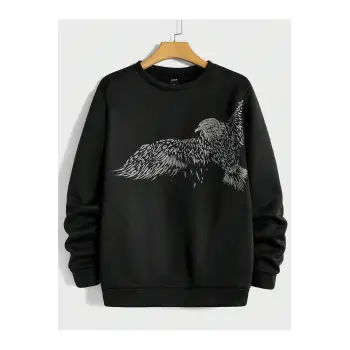 Manfinity LEGND Eagle Print Sweatshirt Siyah